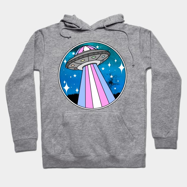 Trans pride UFO teal/blue Hoodie by Aurii